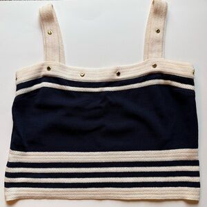St. John Navy and Cream Striped Tank Top
